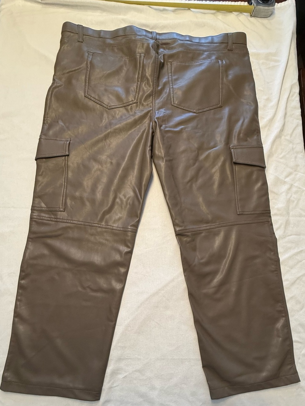 Abercrombie & Fitch Brown Faux Leather Straight-Leg Cargo Pants